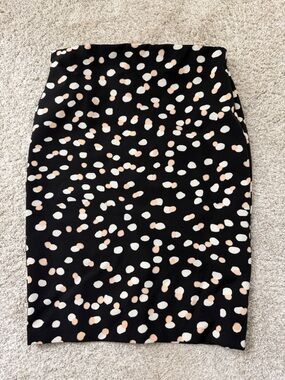 Philosophy Black Pencil Skirt with Cream and Light Peach Dots
